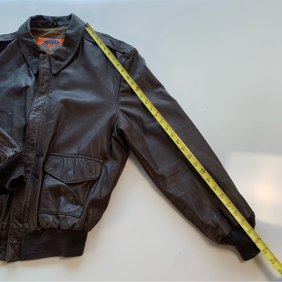 Vtg Cooper Jacket Men 46L Brown Type A2 Flight Bomber Goat Leather Military Coat - Picture 11 of 16